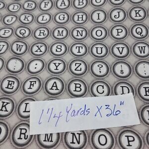Red Rooster Fabrics Typewriter Keys Cotton Fabric Material 1 1/4 Yards‎